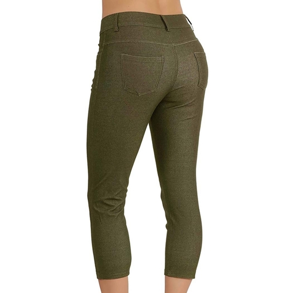 Jean Look Cotton Blend Jeggings Tights Slimming - Picture 2 of 5